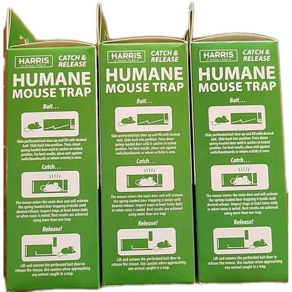 Lot of 3 - Humane Mouse Traps Live Catch and Release Reusable Mouse Trap Harris - Picture 2 of 4
